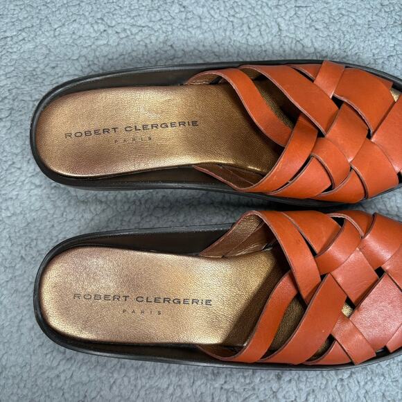 ROBERT CLERGERIE Mule 6.5 Platform Sandal Artsy Boho Asian Pointed Toe Woven - Picture 11 of 13